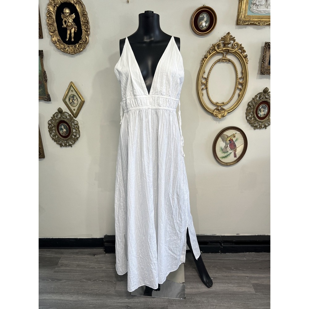 Stockholm Atelier (& Other Stories) White V-Neck Maxi Dress Size M